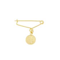 Alfinete para Roupa Broche Oração São Bento Banho Ouro