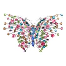 Alfinetes de broche, borboleta colorida, strass de cristal vintage Alfinetes de broche, borboleta colorida, strass de cristal vintage