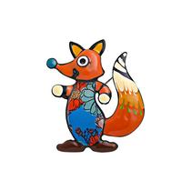 Alfinetes de broche Cartoon Fox Colorido Esmalte Animal Lapel Pin B