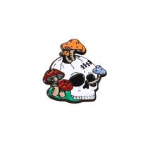 Alfinetes de broche: caveira gótica punk com design colorido de cogumelos
