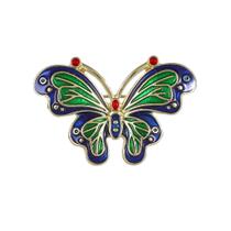 Alfinetes de broche com detalhes em esmalte de borboleta verde vintage