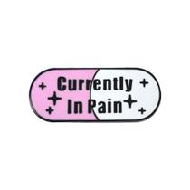 Alfinetes de broche em forma de pílula engraçada, lapela esmaltada rosa e branca P