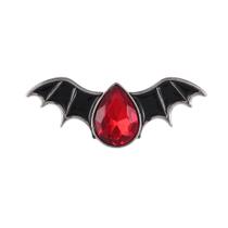 Alfinetes de broche estilo morcego gótico com cristal vermelho para blusa