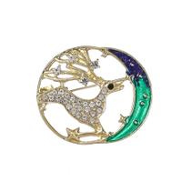 Alfinetes de broche Fantasy Reindeer Starry Night Moon Alloy Alfinetes de broche Fantasy Reindeer Starry Night Moon Alloy