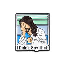 Alfinetes de broche Funny Jesus Cartoon Face Alloy 2,6 x 3,1 cm