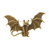 Alfinetes de broche: gato vintage com asas de morcego, liga de estilo gótico
