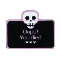 Alfinetes de broche Pixel Skull Oops You Died” em estilo retrô de 8 bits Alfinetes de broche Pixel Skull Oops You Died” em estilo retrô de 8 bits