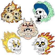Alfinetes de broche Punk Skull Flame Design Alloy 3x3cm 32g Alfinetes de broche Punk Skull Flame Design Alloy 3x3cm 32g