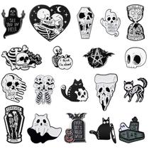 Alfinetes de broche Sasylvia Halloween Skull Spooky Skeleton x20