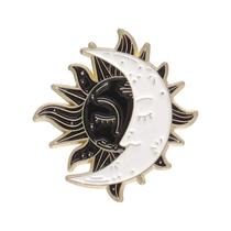 Alfinetes de broche Sun and Moon Yin Yang em liga preta e branca Alfinetes de broche Sun and Moon Yin Yang em liga preta e branca
