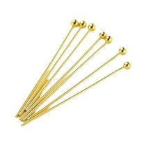 Alfinetes De Cabeça Esférica Banhados a Ouro 14K 18K, 100 Peças, 16-50mm, De Metal Latão Com Olhal
