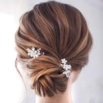Alfinetes de cabelo Catery Flower Bride Wedding Crystal Pearl Gold