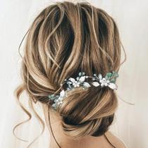 Alfinetes de cabelo HEREAD Pearl Flower Bride Wedding Silver (3)