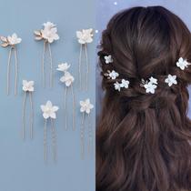 Alfinetes de cabelo soulshow Bridal Wedding Polymer Clay White 7 unidades