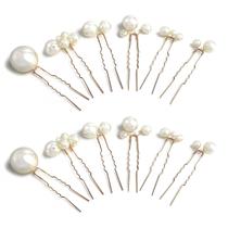 Alfinetes de cabelo Spry Wedding Pearl (12 unidades) em forma de U para noivas femininas