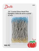 Alfinetes Sharp Dritz 3035 com Cabeça de Vidro Cristal 4,7 cm 100 unidades