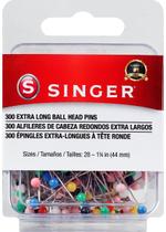 Alfinetes SINGER 00745 Cabeça Redonda Extra Longos Tamanho 28 Pacote com 300 Unidades Alfinetes SINGER 00745 Cabeça Redonda Extra Longos Tamanho 28 Pacote com 300 Unidades
