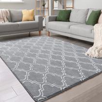 Alfombra de Área Chicrug Shag Geométrica Moderna 180x270 cm Gris/Blanco