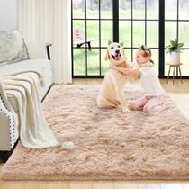 Alfombra de área Noahas Esponjosa Beige 90x150cm de felpa para dormitorio