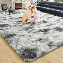 Alfombra de Área Noahas Esponjosa Tie-Dye Gris y Blanca 120x180 cm