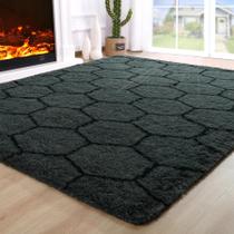 Alfombra de área Noahas Fluffy 5x8 para dormitorio y sala de estar en gris
