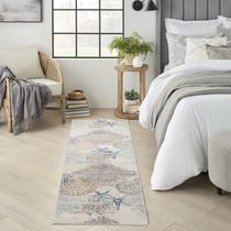Alfombra de Área Nourison Home Pompeii Nature Marfil Gris Azul 70x230 cm