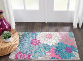Alfombra de Área Nourison Passion Gris Floral Estilo Campestre 60x90 cm