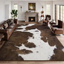 Alfombra DweIke 122x183 cm con Estampado de Piel de Vaca, Lavable y Suave