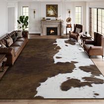 Alfombra DweIke 152x213 cm Estampado de Piel de Vaca Marrón Lavable