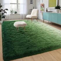 Alfombra DweIke de 152x244 cm de felpa antideslizante verde bosque