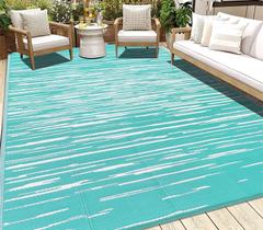 Alfombra exterior HEBE 180x270 cm para patios, alfombra impermeable de paja