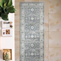 Alfombra Jinchan Runner 61x152 cm Lavable en Gris Floral