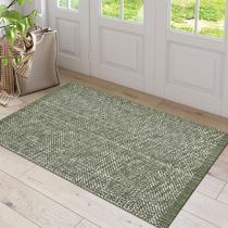 Alfombra LEEVAN 61x89 cm de Algodón Tejida Verde Lavable