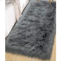 Alfombra LOCHAS 60x120 cm de Piel Sintética Suave y Esponjosa Gris Oscuro Alfombra LOCHAS 60x120 cm de Piel Sintética Suave y Esponjosa Gris Oscuro
