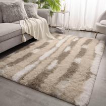 Alfombra Merelax 122x183cm Suave y Esponjosa Beige Blanco 4x6 ft