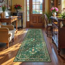 Alfombra Morebes 61x183cm Verde Oscuro Antideslizante Estilo Bohemio Alfombra Morebes 61x183cm Verde Oscuro Antideslizante Estilo Bohemio