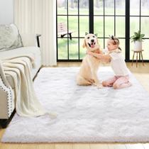 Alfombra Noahas de 91x152 cm de peluche antideslizante crema blanca