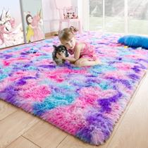 Alfombra Noahas Fluffy para Niños 120x180 cm Tie-Dye en Rosa Fucsia y Morado