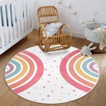 Alfombra Redonda Arcoíris STARUIA para Dormitorio Infantil de Niñas 120 cm Lavable