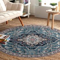 Alfombra Redonda Easy-Going 152 cm Antideslizante Lavable en Azul Teal
