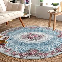 Alfombra Redonda Easy-Going 152 cm Floral Antideslizante Lavable