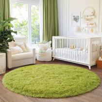 Alfombra Redonda Quntue Verde Pasto Ultra Suave y Esponjosa 150x150 cm para Dormitorio