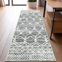 Alfombra Runner jinchan Marocchino Moderna Geométrica 60x180cm Gris