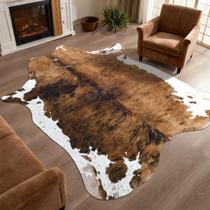 Alfombra Sintética DweIke con Estampado de Piel de Vaca 158x189 cm Antideslizante Marrón
