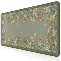 Alfombrilla Grande para Escritorio iCasso 40x90 cm Antideslizante Floral Salvia