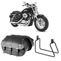Alforge Bolsa Mala 80 Litros Cravos + Afastador Suporte Harley Davidson XL 1200 Par