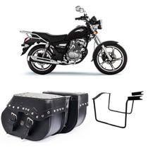 Alforge Bolsa Mala Baú Lateral Losango 30L Cravos Afastador Suporte Haojue Chopper Road 150 Alforge Bolsa Mala Baú Lateral Losango 30L Cravos Afastador Suporte Haojue Chopper Road 150