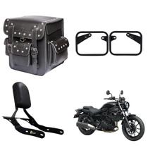 Alforge Bolsa Mala Baú Traseiro 40 litros Cravos Sissy Bar Afastador Suporte Kawasaki Eliminator 500