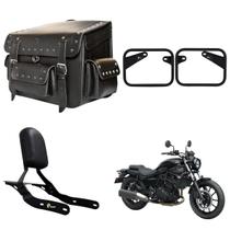 Alforge Bolsa Mala Baú Traseiro 62 litros Cravos Sissy Bar Afastador Suporte Kawasaki Eliminator 500