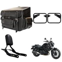 Alforge Bolsa Mala Baú Traseiro 62 litros Liso Sissy Bar Afastador Suporte Kawasaki Eliminator 500